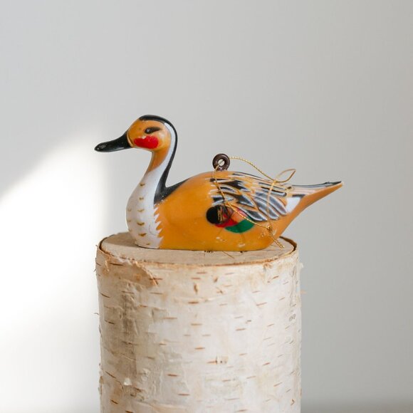 Vintage Fulvous Whistling Duck Ornament Hard Plastic Resin - Made in Hong Kong - Picture 2 of 7